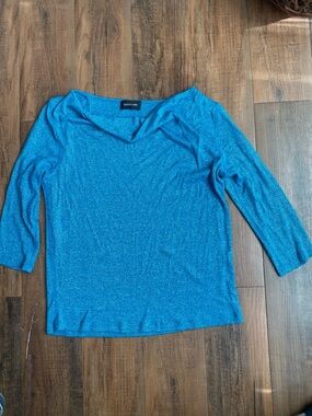 Focus 2000 Metallic Teal Knit Top
